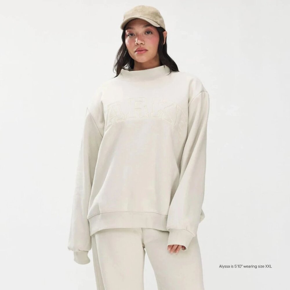 PARKE Womens Monochrome Varsity Mockneck color OAT Size L/XL-NWT